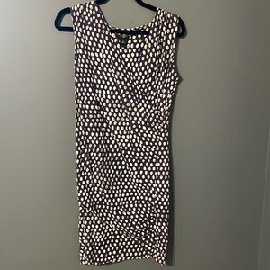 Ann Taylor Factory Faux Wrap Purple Dot Dress, size MP